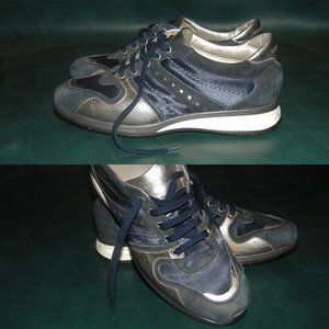 Hogan silver metallic /blue athletic shoes sneaker